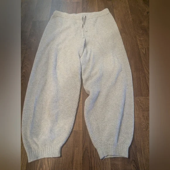 Aerie Womens Pants Waffle Knit Joggers Sweatpants Gray Size Large Drawstring - Picture 3 of 6